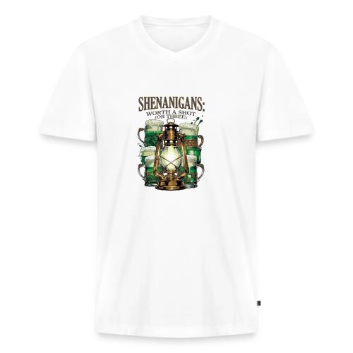 Worth a Shot Lantern Toast Graphic Tee - Men's Premium Organic V-Neck T-Shirt
