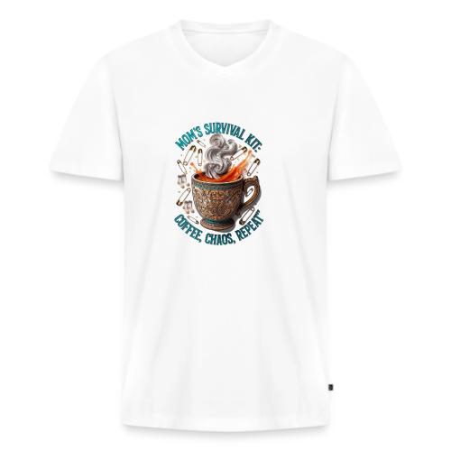 Mom's Survival Kit Tee | Coffee Chaos - Men's Premium Organic V-Neck T-Shirt