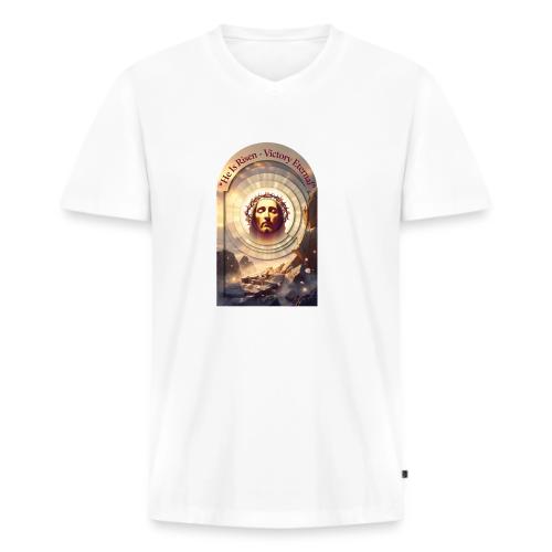 Easter He Is Risen Sacred Face T Shirt, wife Gift - Men's Premium Organic V-Neck T-Shirt