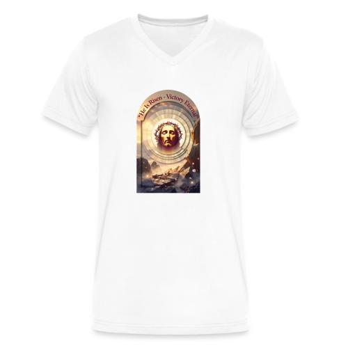 Easter He Is Risen Sacred Face T Shirt, wife Gift - Men's V-Neck T-Shirt by Bella + Canvas
