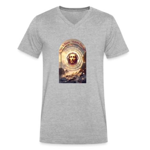 Easter He Is Risen Sacred Face T Shirt, wife Gift - Men's V-Neck T-Shirt by Bella + Canvas
