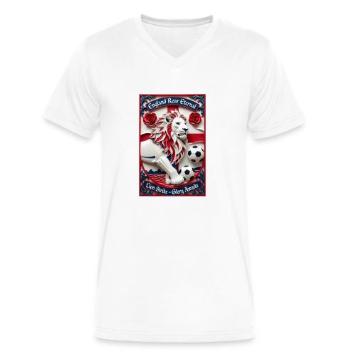 England Lion Soccer T Shirt, Football Pride Gift - Men's V-Neck T-Shirt by Bella + Canvas