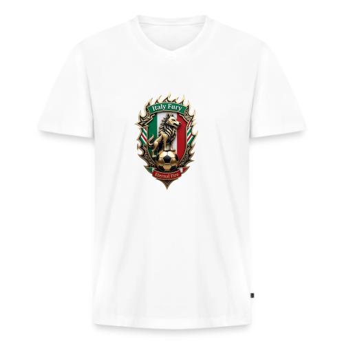 Italy Wolf Fury T-Shirt, Italian Flag Pride Gift - Men's Premium Organic V-Neck T-Shirt