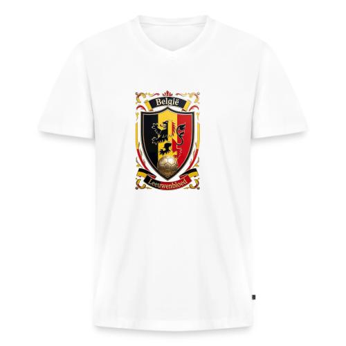 Belgium Lion Crest T-Shirt, Belgian Flag Gift - Men's Premium Organic V-Neck T-Shirt