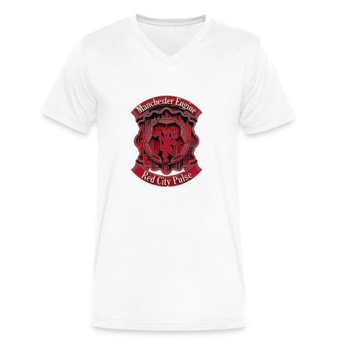 Red Manchester T Shirt, Red Soccer City Pride Gift - Men's V-Neck T-Shirt by Bella + Canvas
