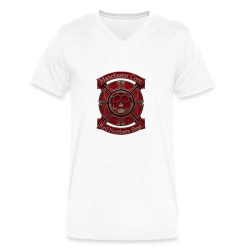 Manchester Is Red T Shirt, Soccer City Pride Gift - Men's V-Neck T-Shirt by Bella + Canvas