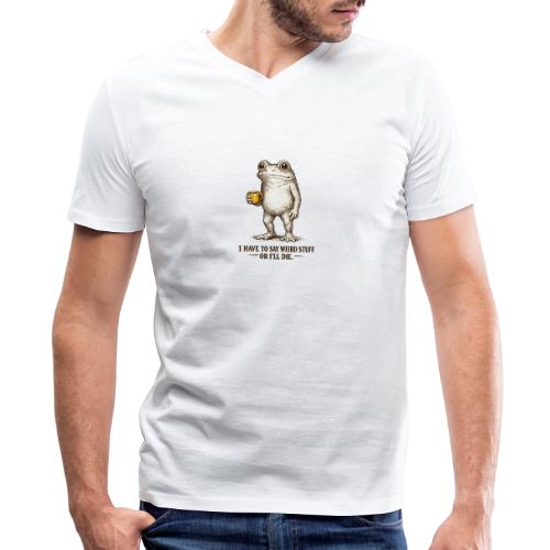 Weird Stuff Frog Coffee Humor - Men's V-Neck T-Shirt by Bella + Canvas