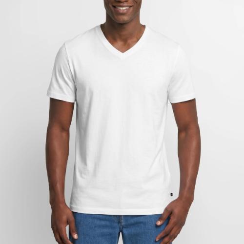 Silver Blue Jay on Perch - Men's Premium Organic V-Neck T-Shirt