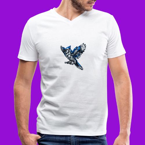 Silver Blue Jay Open Wing Perch - Men's V-Neck T-Shirt by Bella + Canvas