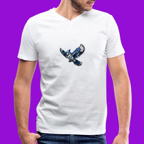 Silver Blue Jay in Flight - Men's V-Neck T-Shirt by Bella + Canvas