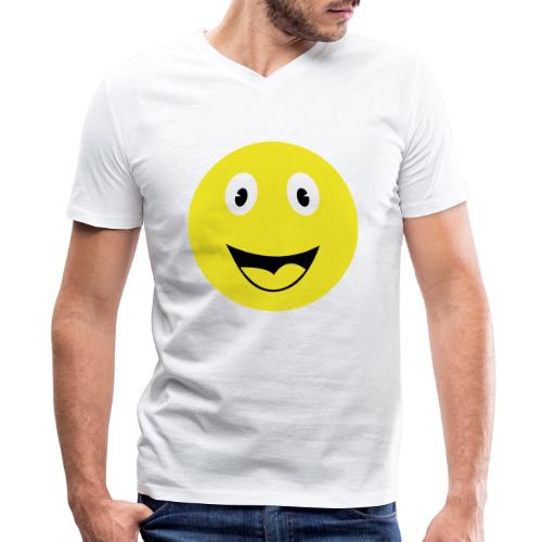 Yellow Happy Face Print - Men's Premium Organic V-Neck T-Shirt