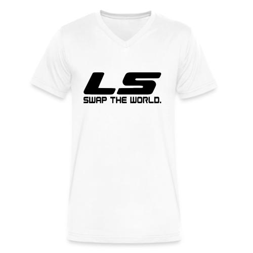 LS Swap The WORLD (Back and Front) - Men's V-Neck T-Shirt by Bella + Canvas
