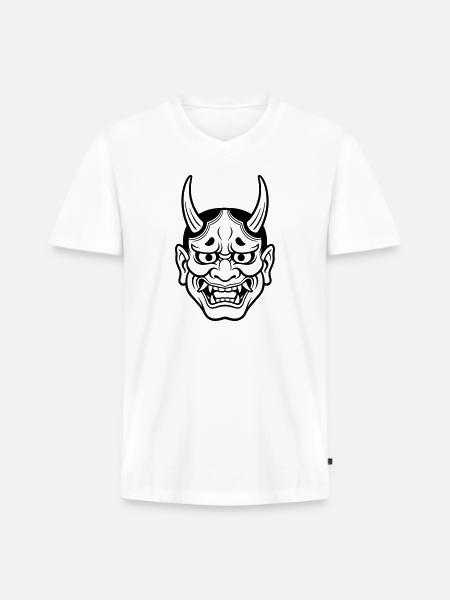 japanese demon mask - Men's Premium Organic V-Neck T-Shirt - white