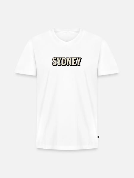 Sydney Retro Bold Lettering - Men's Premium Organic V-Neck T-Shirt - white
