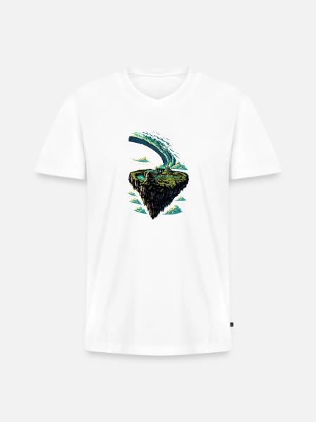 Floating Island Wave Arc - Men's Premium Organic V-Neck T-Shirt - white