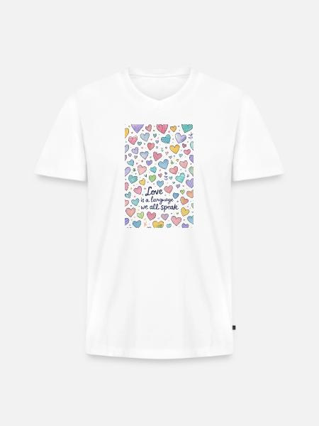 Love Speaks Hearts Pattern - Men's Premium Organic V-Neck T-Shirt - white
