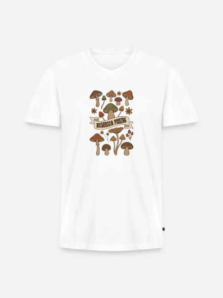 Mushroom Picking Harvest - Men's Premium Organic V-Neck T-Shirt - white