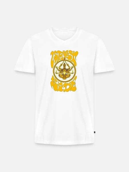 Weed Yogi in Golden Mandala - Men's Premium Organic V-Neck T-Shirt - white