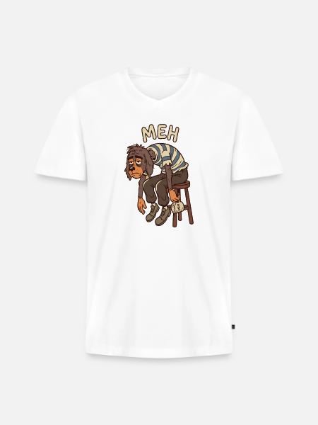 Meh Dog Striped Sweater - Men's Premium Organic V-Neck T-Shirt - white