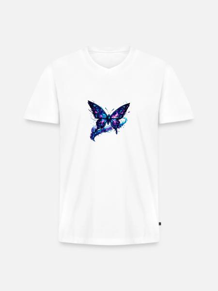 Cosmic Nebula Butterfly - Men's Premium Organic V-Neck T-Shirt - white