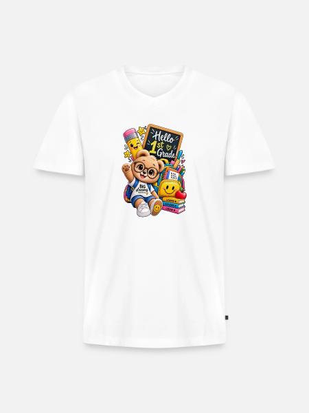 Go to school 🎒 - Men's Premium Organic V-Neck T-Shirt - white