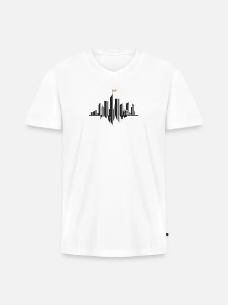 Monochrome Skyline Flag - Men's Premium Organic V-Neck T-Shirt - white