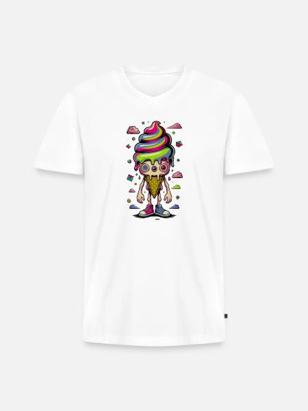 Cosmic Cone Creature - Men's Premium Organic V-Neck T-Shirt - white