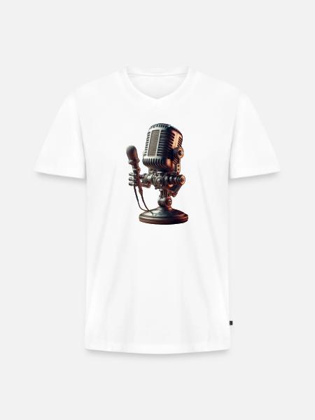 microphone - Men's Premium Organic V-Neck T-Shirt - white