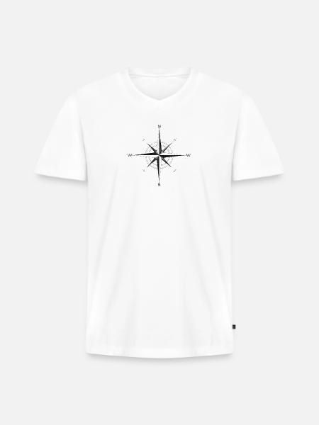 Noir Compass Rose - Men's Premium Organic V-Neck T-Shirt - white