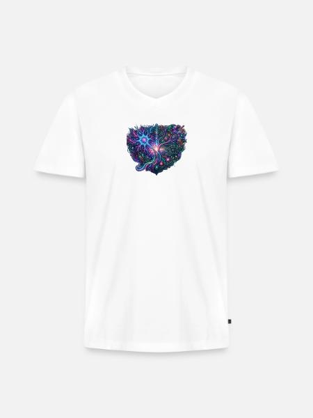 Neon Tree of Circuits - Men's Premium Organic V-Neck T-Shirt - white