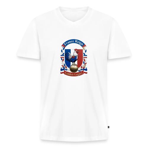 France Rooster Reign T-Shirt, Tricolore Pride Gift - Men's Premium Organic V-Neck T-Shirt