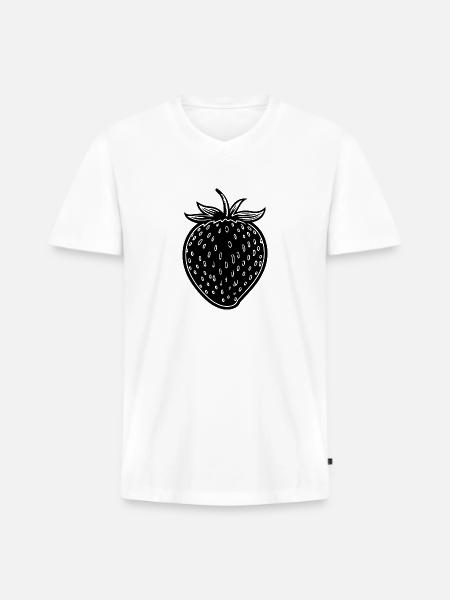 Strawberry Fruit Berries - Men's Premium Organic V-Neck T-Shirt - white