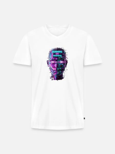 Neon Prompts AI Head - Men's Premium Organic V-Neck T-Shirt - white