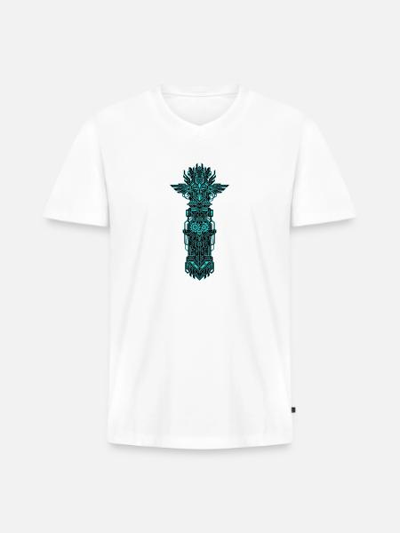 Neon Circuit Totem - Men's Premium Organic V-Neck T-Shirt - white
