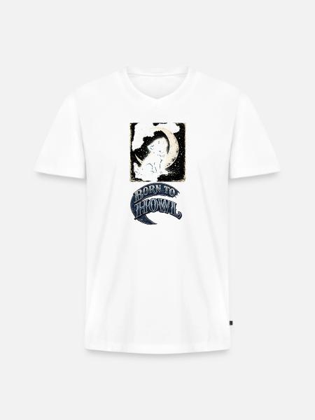 Moonlit Wolf Howl - Men's Premium Organic V-Neck T-Shirt - white