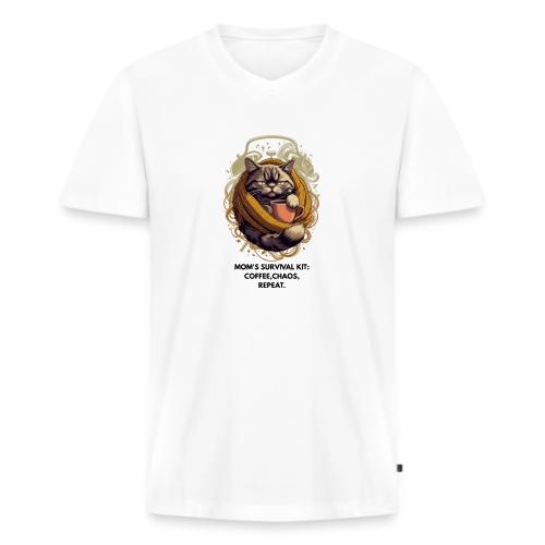 Powered by Sarcasm Cat Tee - Men's Premium Organic V-Neck T-Shirt