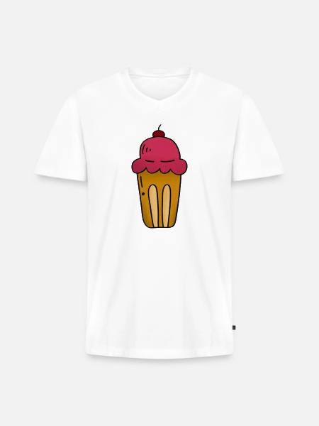 Pink Ice Cream Pop Art Cone - Men's Premium Organic V-Neck T-Shirt - white