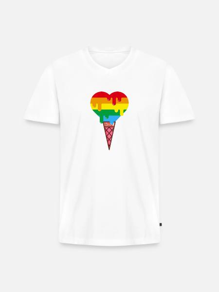 PRIDE Cream Cone humor - Men's Premium Organic V-Neck T-Shirt - white