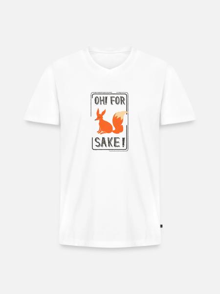 Oh No Sake Fox - Men's Premium Organic V-Neck T-Shirt - white