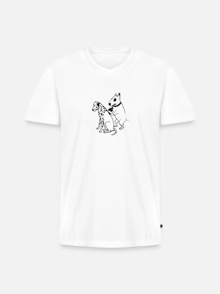 DALMATIAN DOG, TATTOO - Men's Premium Organic V-Neck T-Shirt - white