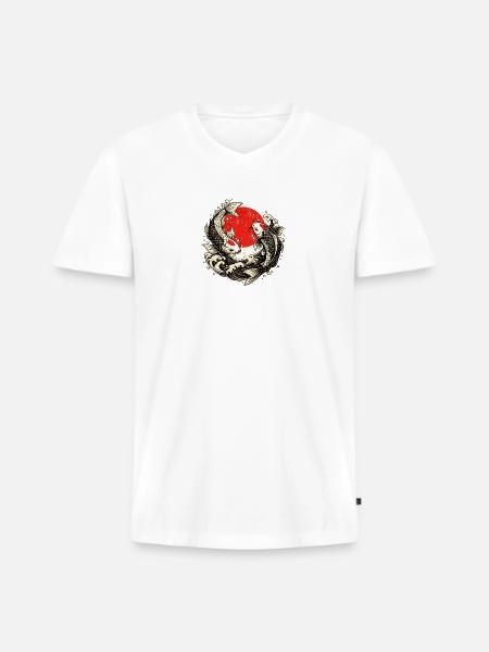 Koi Swirl Red Sun Wave - Men's Premium Organic V-Neck T-Shirt - white