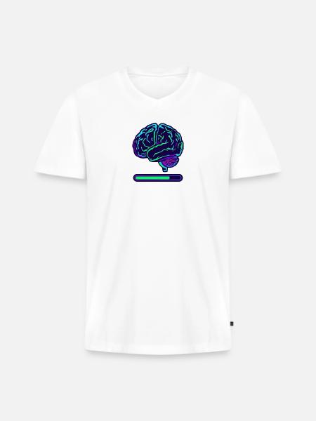 Neon Brain Progress Bar - Men's Premium Organic V-Neck T-Shirt - white