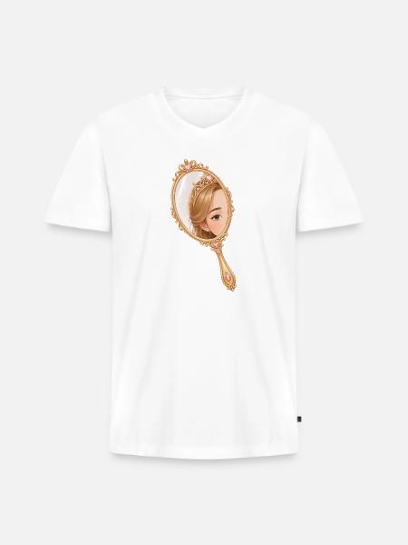 Princess hand mirror illustration - Men's Premium Organic V-Neck T-Shirt - white