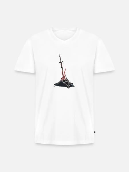 Bonfire - Men's Premium Organic V-Neck T-Shirt - white
