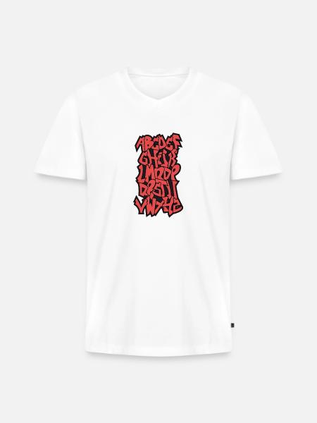 cool alphabet in gravity font - Men's Premium Organic V-Neck T-Shirt - white