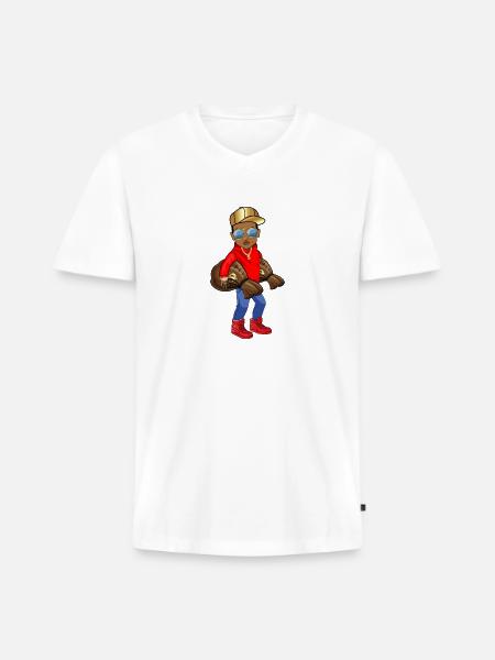 rich boy - Men's Premium Organic V-Neck T-Shirt - white