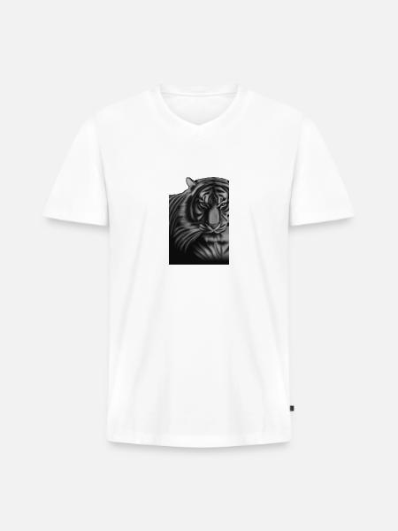 Tiger - Men's Premium Organic V-Neck T-Shirt - white