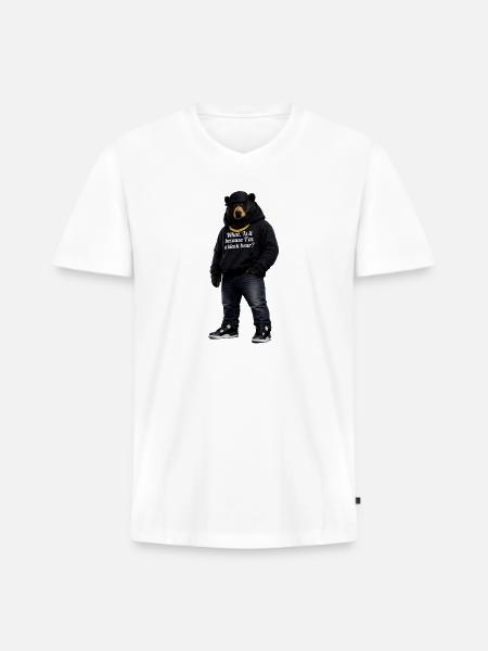 Midnight Bear Hoodie Pun - Men's Premium Organic V-Neck T-Shirt - white