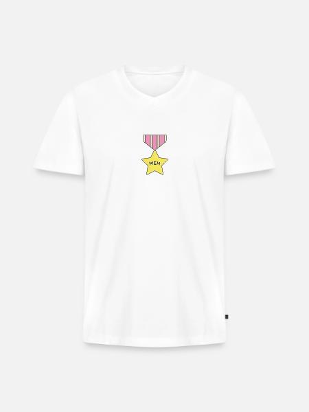Meh - Men's Premium Organic V-Neck T-Shirt - white