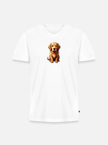 Golden Retriever Pop Art Charm - Men's Premium Organic V-Neck T-Shirt - white